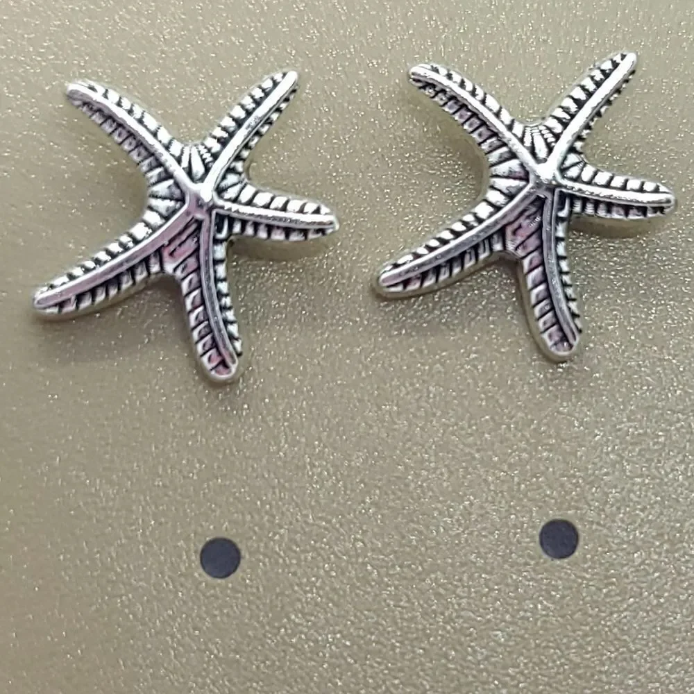 Starfish Stud Earrings Silver Beach Ocean Jewelry Gift Coastal Vacation Jewelry